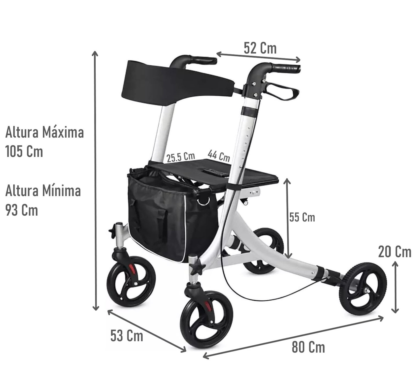 Andador Burrito 4 Ruedas Plegable Con Asiento