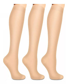 Calcetines Pack De 3 Medias Compresión Anti-varices Beige
