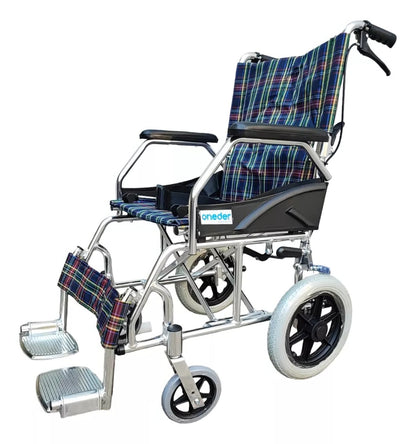 Silla De Ruedas Aluminio Para Paseo Y Traslado Freno Doble