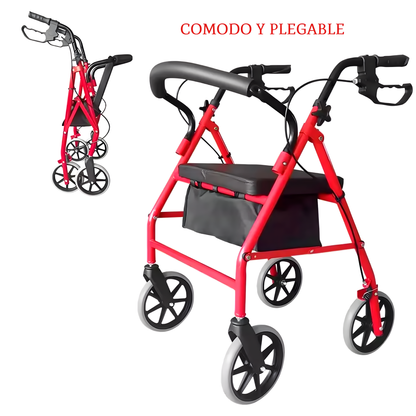 Andador Burrito Ortopedico 4 Ruedas Con Asiento Y Bolso