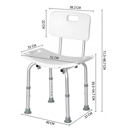 Silla De Ducha Para Baño Ajutable En Altura Portatil