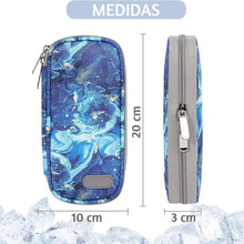 Bolso Estuche Porta Insulina Refrigerante Cooler Medicamento Mármol Azul