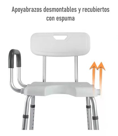 Silla De Ducha Para Baño Aluminio Con Rebaje Y Apoyabrazos