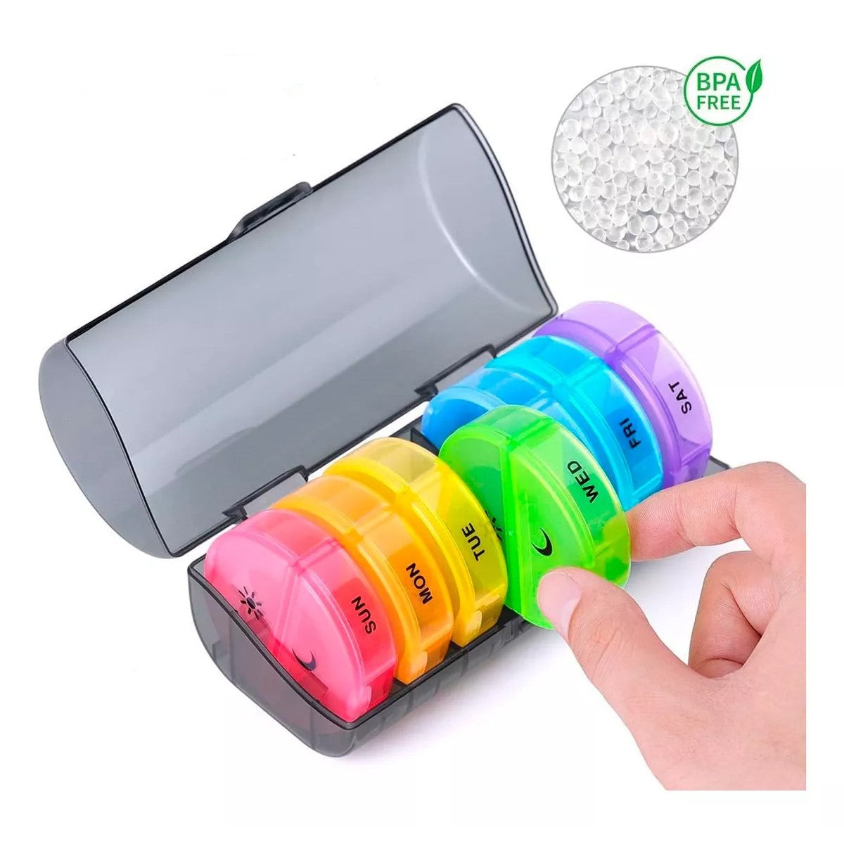 Pastillero Semanal Organizador Portátil 2 Tomas Diarias