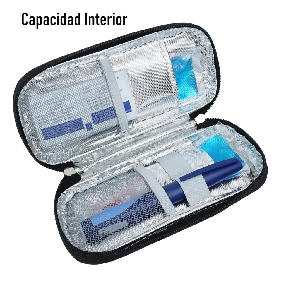 Bolso Estuche Porta Insulina Refrigerante Cooler Medicamento Flores Rojas