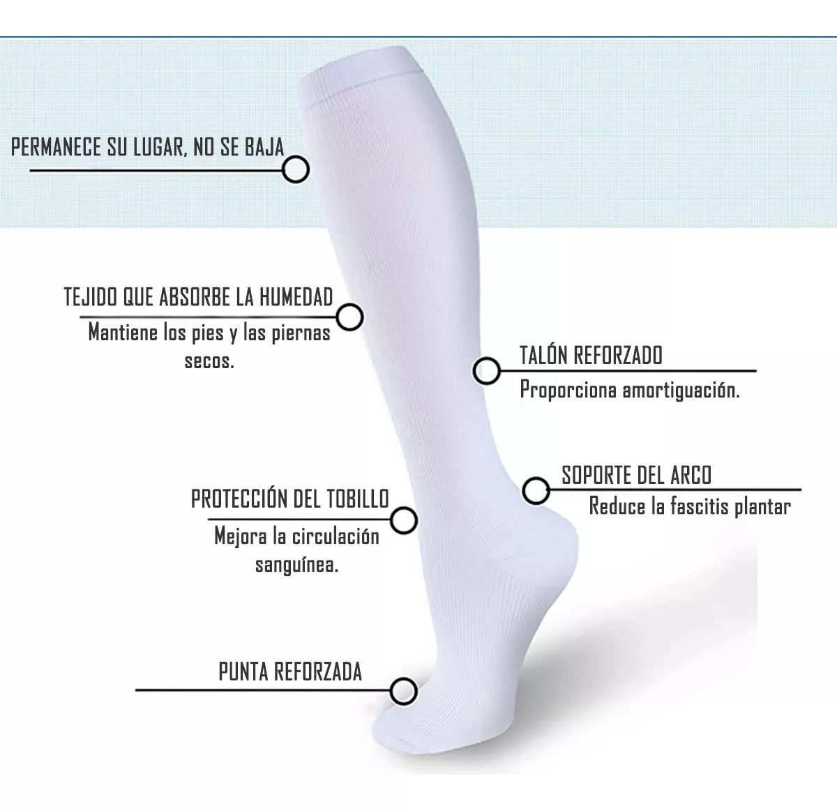 Calcetines Medias Compresión Anti-varices Pack De 3 Blancas