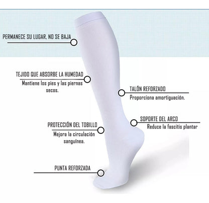 Calcetines Medias Compresión Anti-varices Pack De 3 Blancas