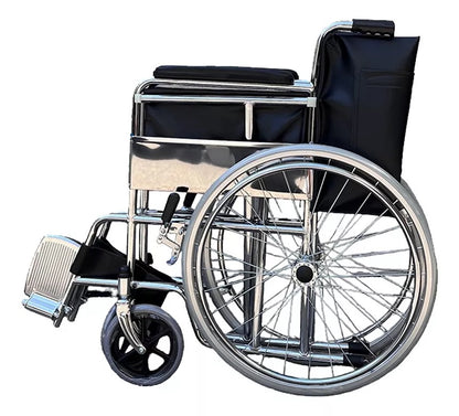 Silla de Ruedas Estandar Con Ruedas Macizas Cromada