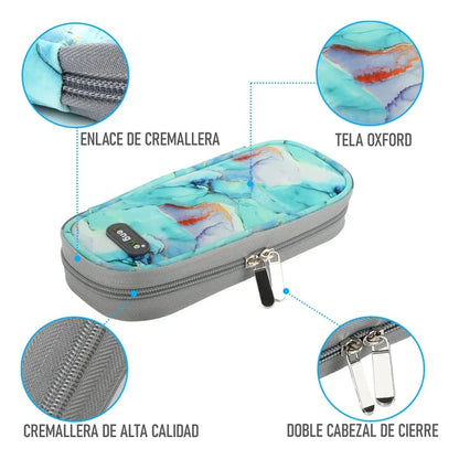 Bolso Estuche Porta Insulina Refrigerante Cooler Medicamento Mármol Verde