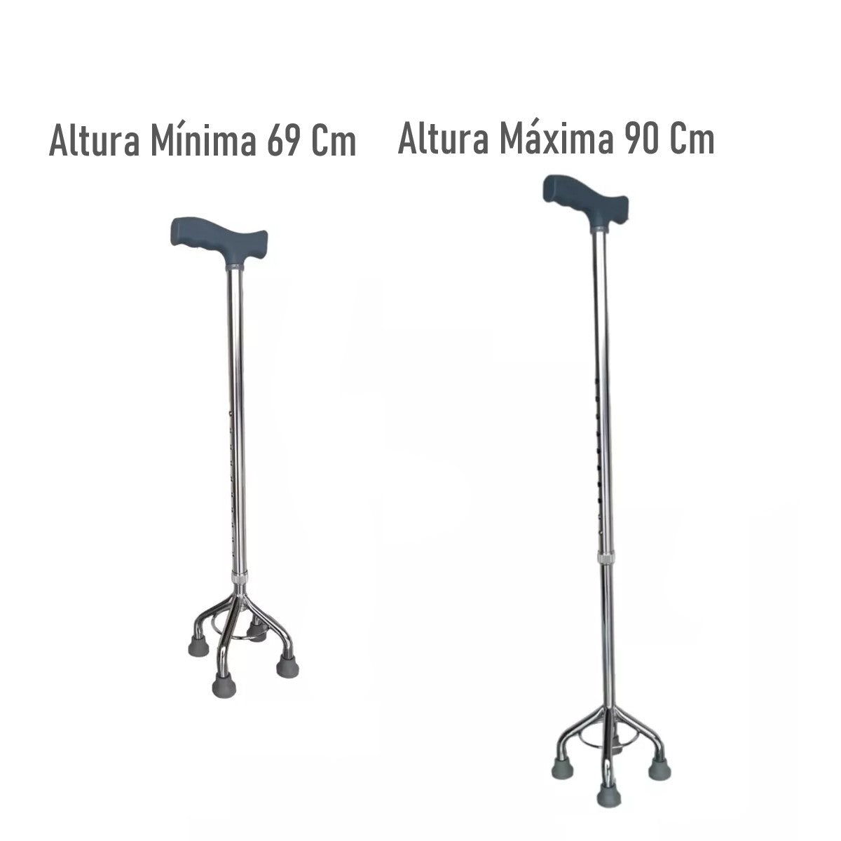 Baston Ortopedico Tipo T Cuadruple 4 Patas Altura Regulable