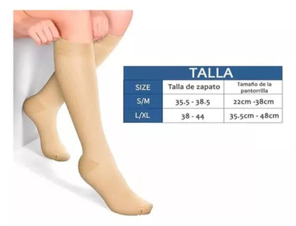 Calcetines Medias Compresión Anti-varices Pack De 3 Blancas