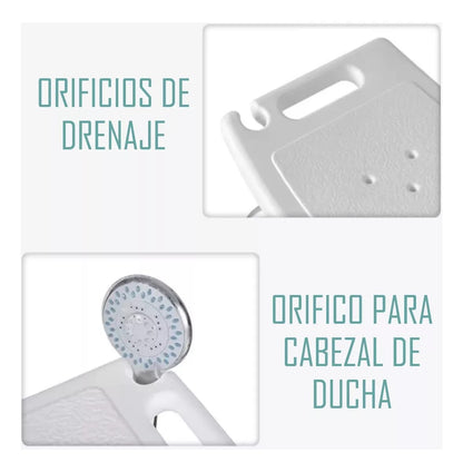 Silla De Ducha Para Baño Ajutable En Altura Portatil