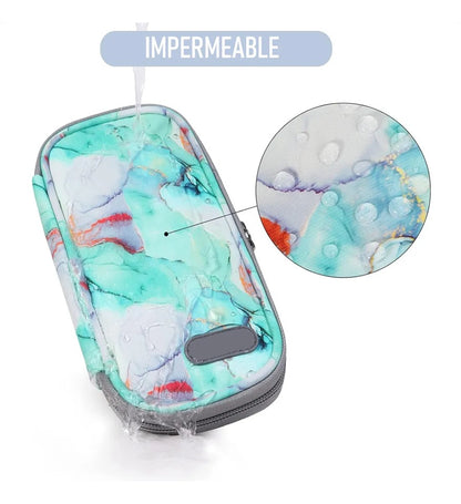 Bolso Estuche Porta Insulina Refrigerante Cooler Medicamento Mármol Verde