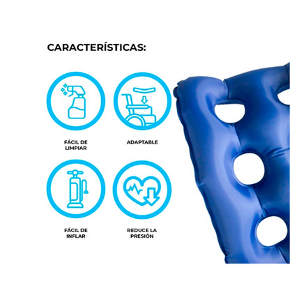 Cojín Asiento Antiescaras Ortopédico Inflable Silla De Rueda