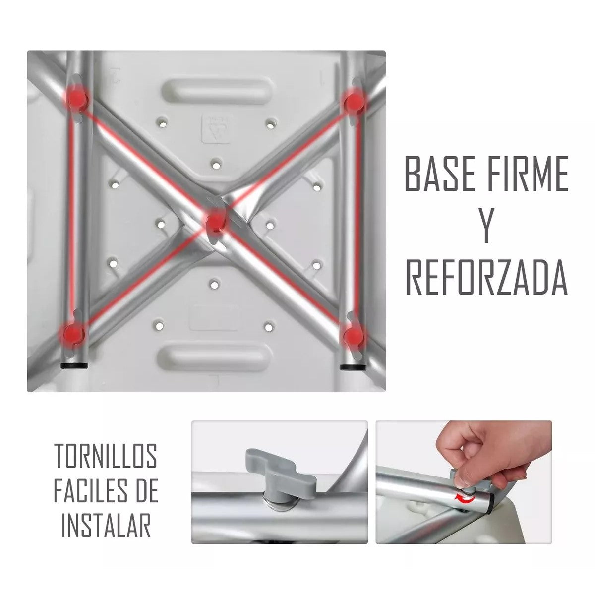Silla De Ducha Para Baño Ajutable En Altura Portatil