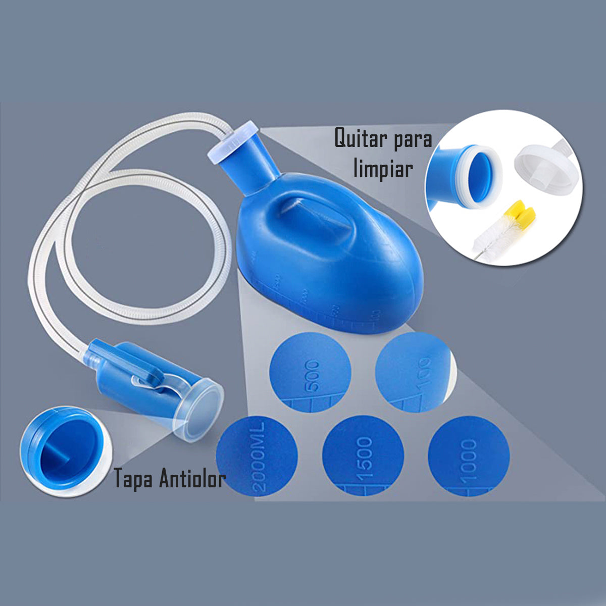 Pato Urinario Masculino Con Manguera - Capacidad De 2000 ML