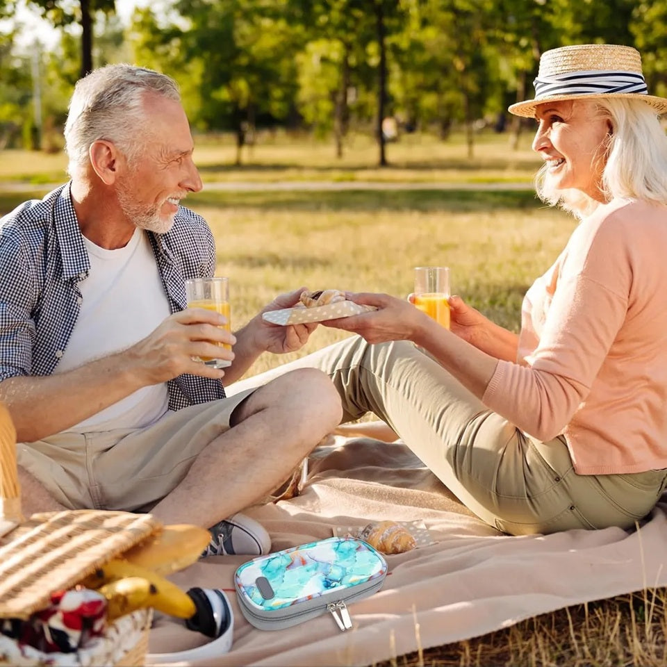 Bolso Estuche Porta Insulina Refrigerante Cooler Medicamento Mármol Verde