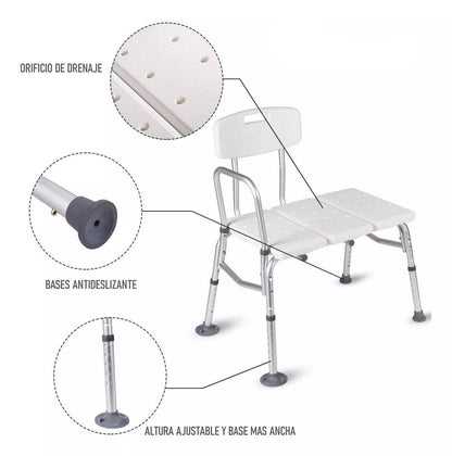 Silla Piso De Ducha Aluminio Para Transferencia Baño Tina