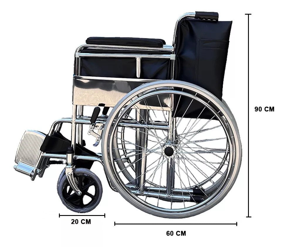 Silla de Ruedas Estandar Con Ruedas Macizas Cromada