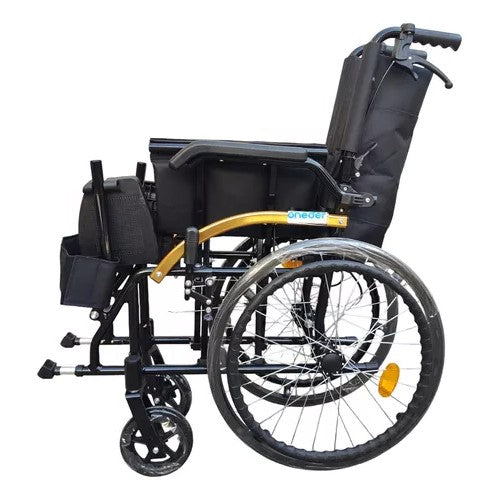 Silla De Ruedas Geriatrica Plegable  Freno Doble Rueda Maciza