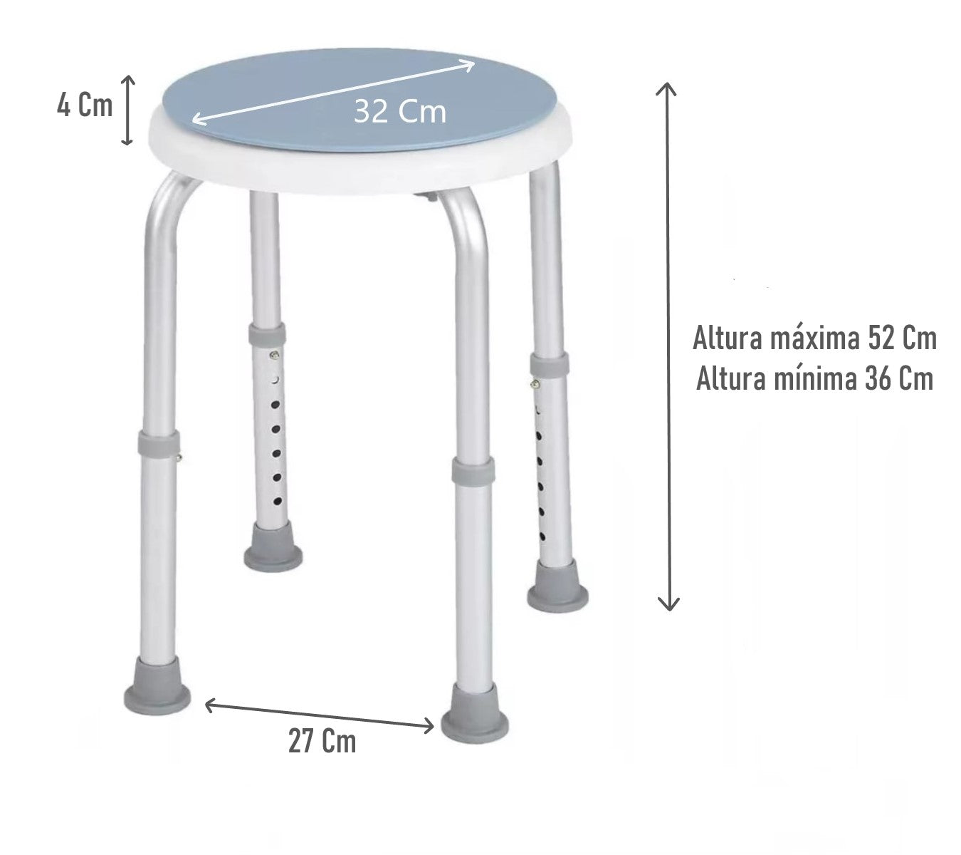 Piso Silla De Ducha Redondo Giratorio Altura Ajustable