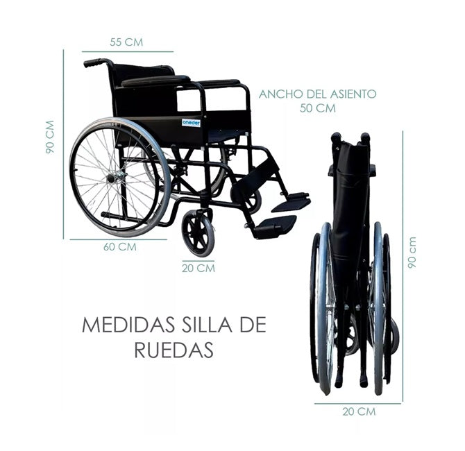 Silla De Ruedas Estándar Plegable Rueda Maciza Liviana