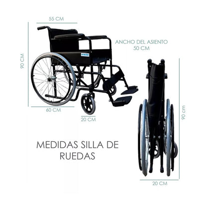 Silla De Ruedas Estándar Plegable Rueda Maciza Liviana