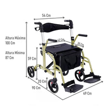 Andador Burrito Ortopédico Plegable Asiento 4 Ruedas 2 En 1
