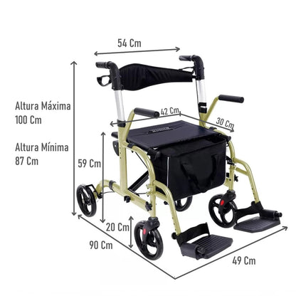 Andador Burrito Ortopédico Plegable Asiento 4 Ruedas 2 En 1