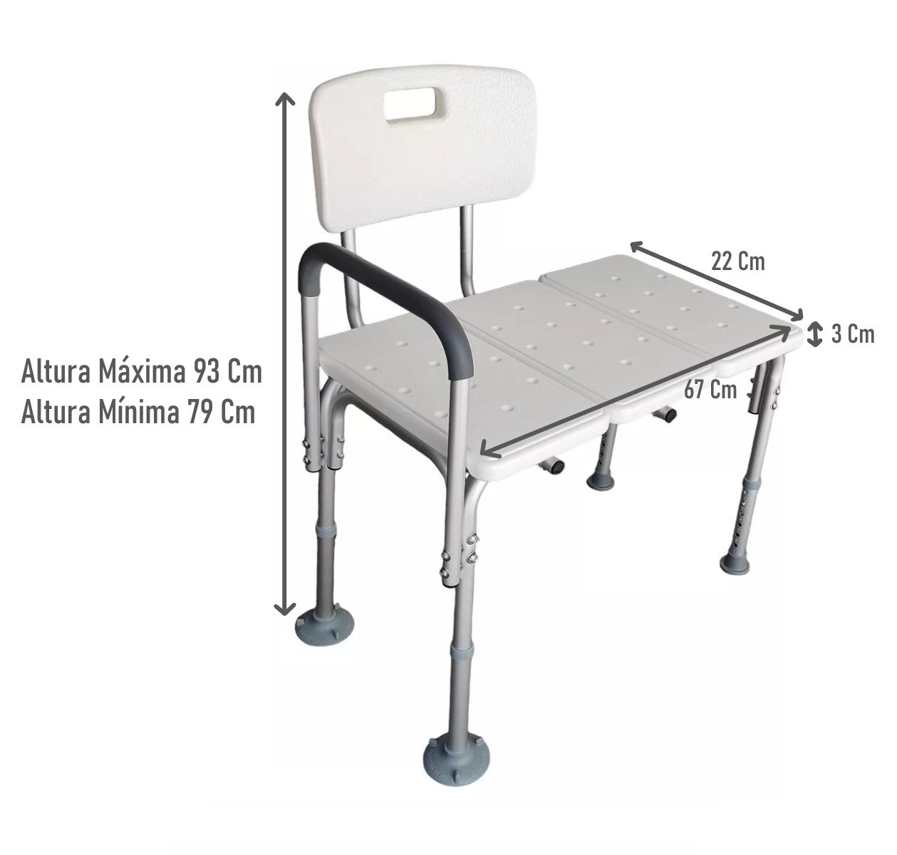 Silla Piso De Ducha Aluminio Para Transferencia Baño Tina