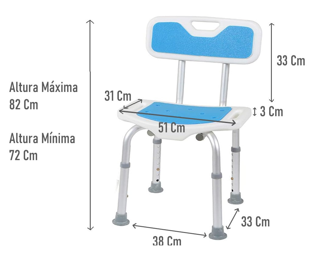Silla De Ducha Base Reforzada Antideslizante Aluminio