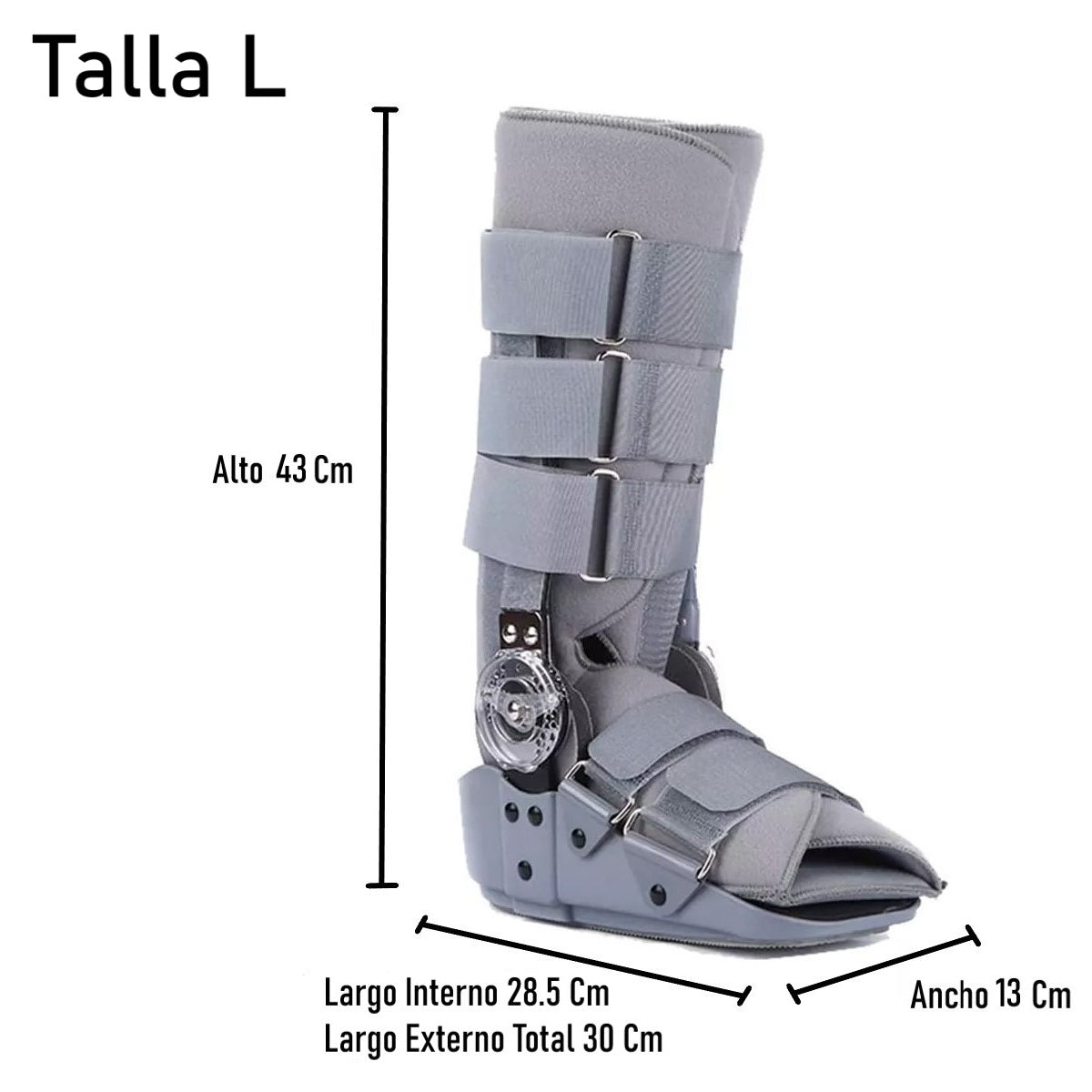 Bota Ortopédica Mecanismo Rom Cam Walker Alta Gris Oneder