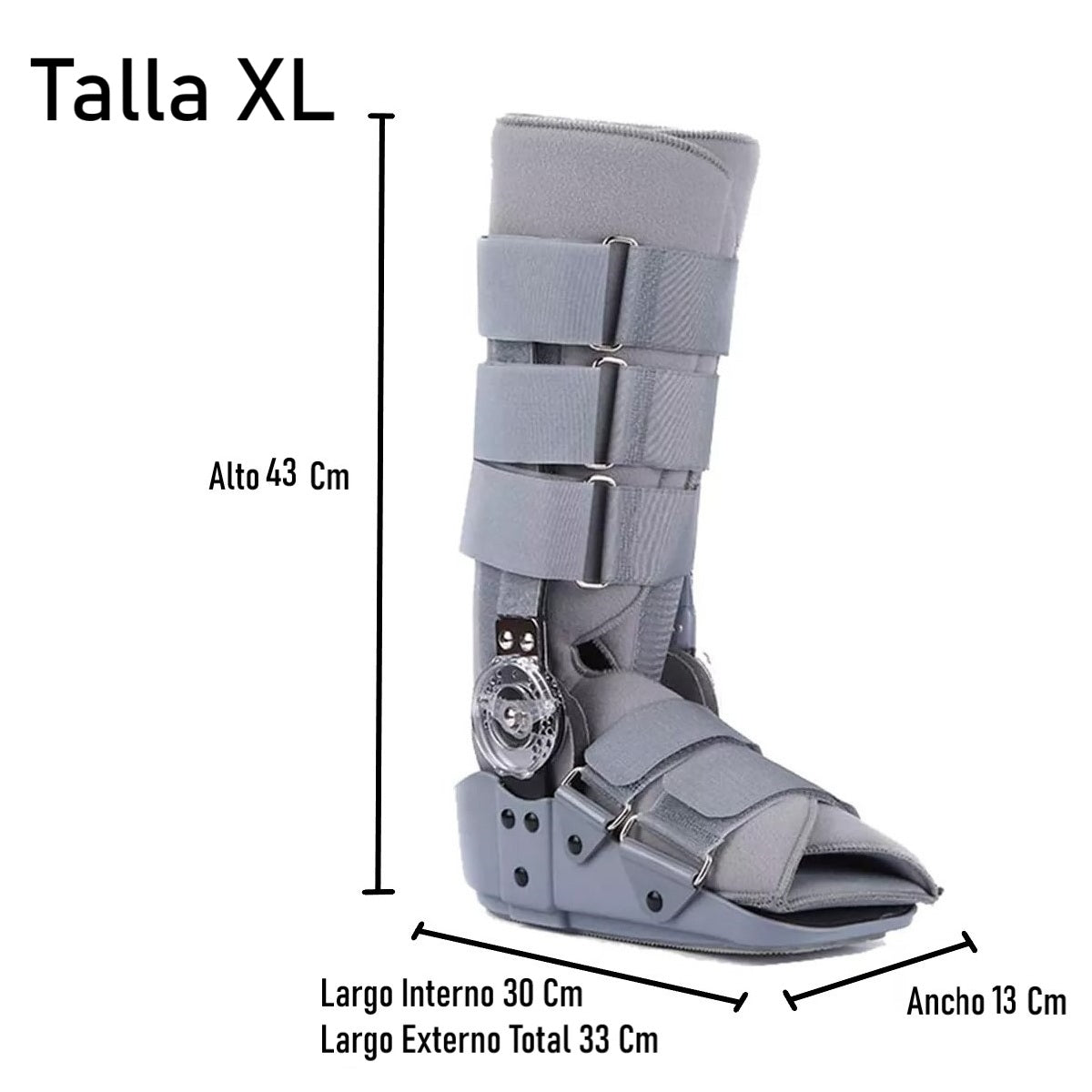 Bota Ortopédica Mecanismo Rom Cam Walker Alta Gris Oneder