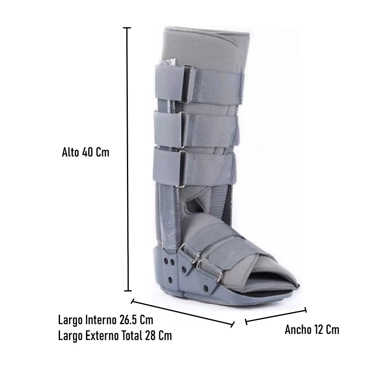 Bota Ortopédica Larga Inmovilizadora Gris