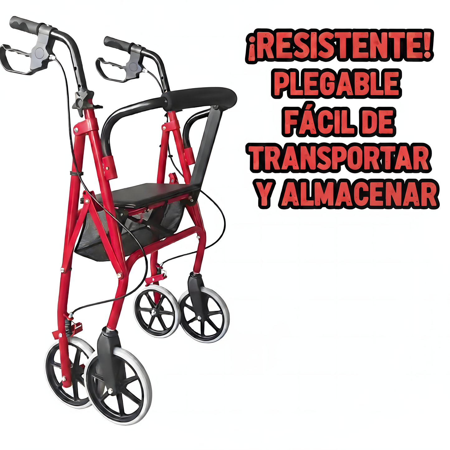 Andador Burrito Ortopedico 4 Ruedas Con Asiento Y Bolso