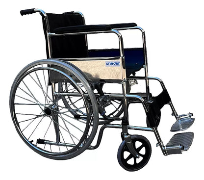 Silla de Ruedas Estandar Con Ruedas Macizas Cromada