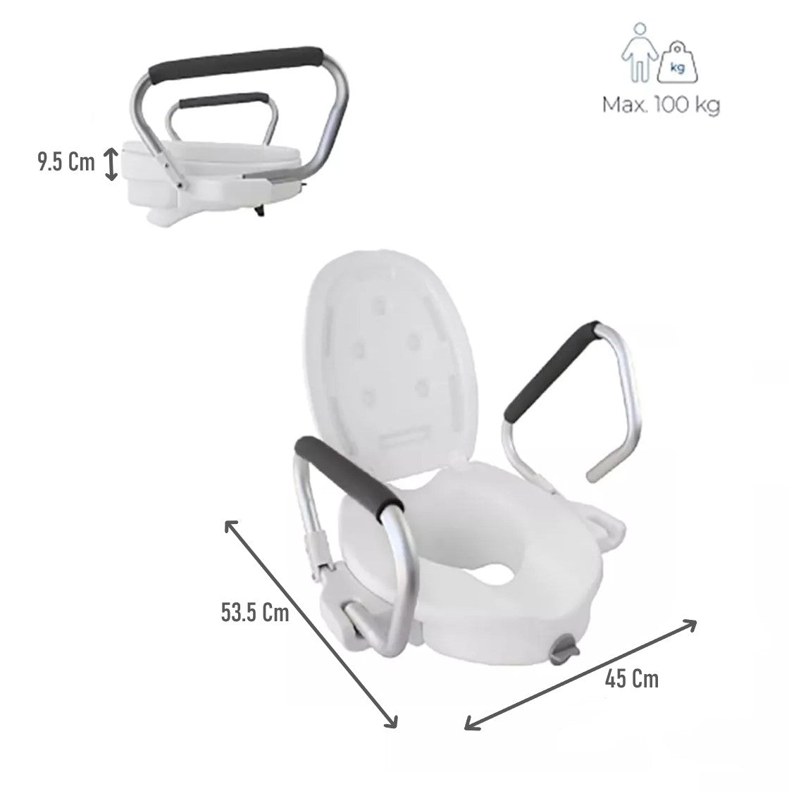 Alza Baño Con Apoyabrazos Abatibles Para Inodoros
