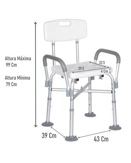 Silla De Ducha Aluminio Base Reforzada Bariatrica Portatil