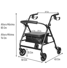 Andador Plegable 4 Ruedas Con Asiento Bolso Y Frenos