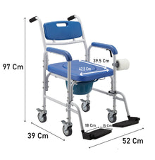 Baño Inodoro Aluminio Con Ruedas Asiento Acolchado Reposapie