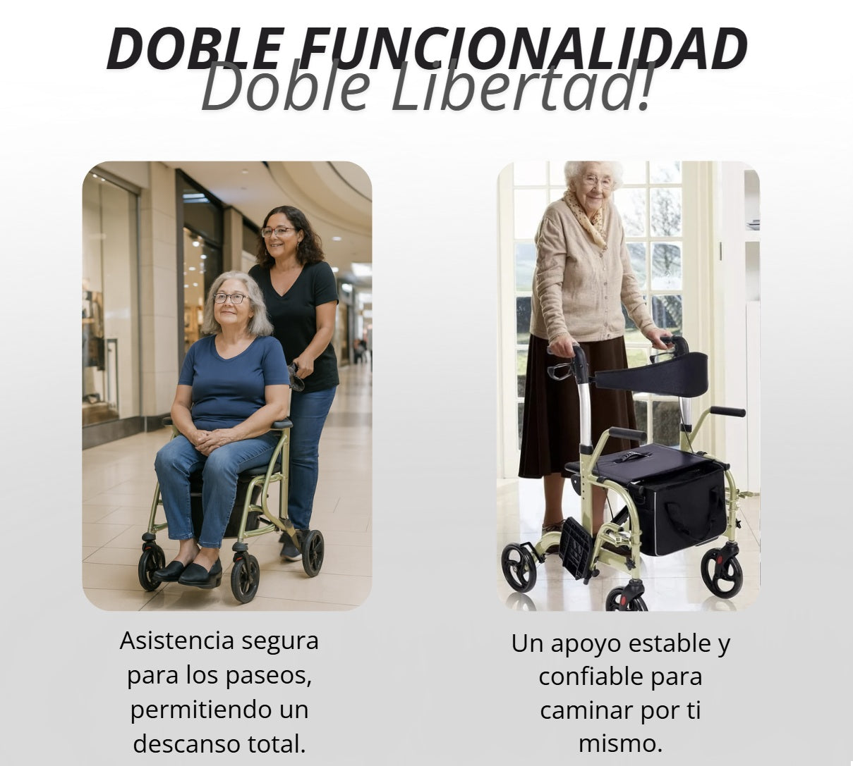 Andador Burrito Ortopédico Plegable Asiento 4 Ruedas 2 En 1
