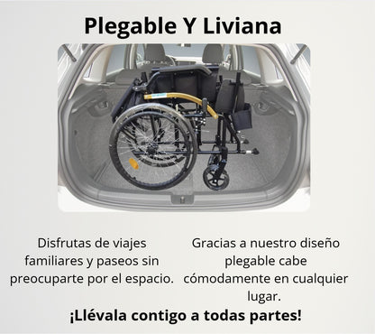 Silla De Ruedas Geriatrica Plegable  Freno Doble Rueda Maciza