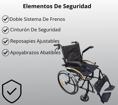 Silla De Ruedas Geriatrica Plegable  Freno Doble Rueda Maciza
